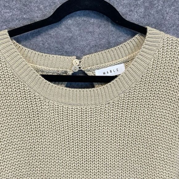 MABLE Sweater Romper Small/Medium Taupe Tan Knit Drawstring Keyhole Back LS - Picture 6 of 16